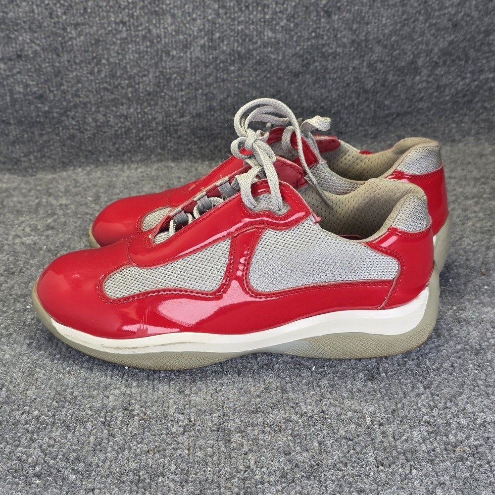 Authentic PRADA Men's Size 8 Uk 7 Americas Cup Sneakers Red/Silver